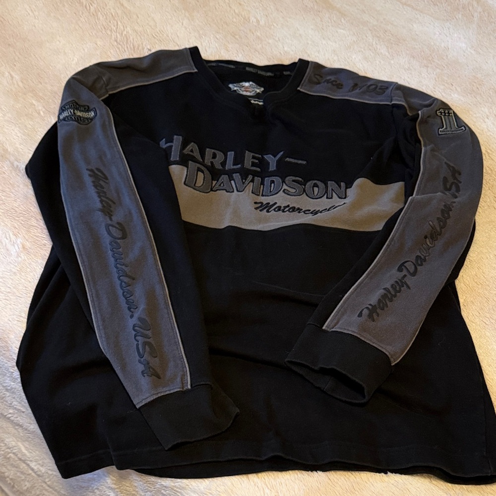 Harley-Davidson Black and Gray Logo Sweatshirt